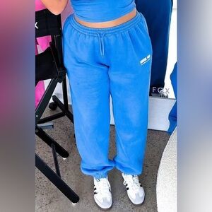 LIMITED EDITION blue white-fox sweatpants collab w Darcy Mcqueeny